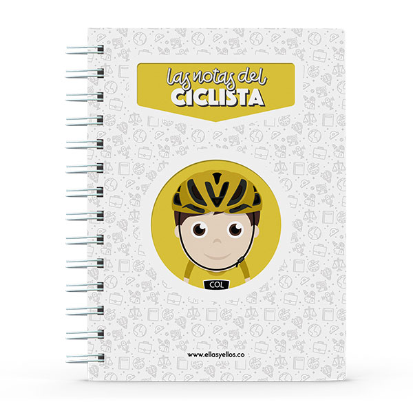 Cuaderno pequeño con diseño de ciclista