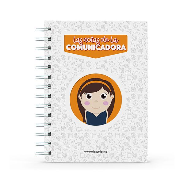 Cuaderno pequeño con diseño de comunicadora