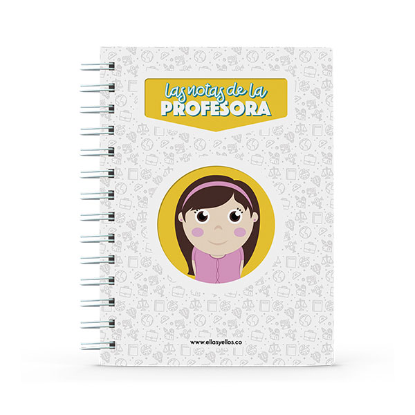 Cuaderno pequeño con diseño de profesora