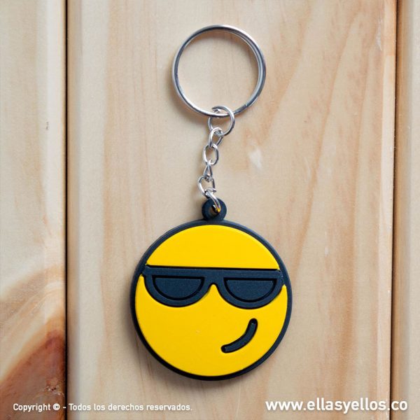 Llavero en forma de emoji con gafas de sol